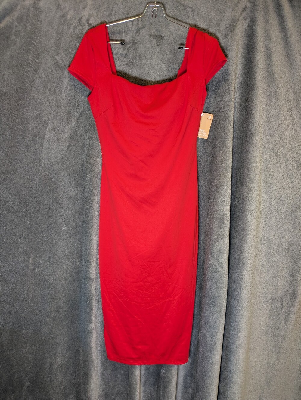 Popilush Midi Dress Womens Large Red Shapewear Tummy Control Bodycon Shaper NWT